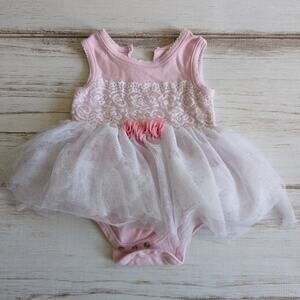 Baby Starters Pink and White Tulle Tutu Onsie sz 9M